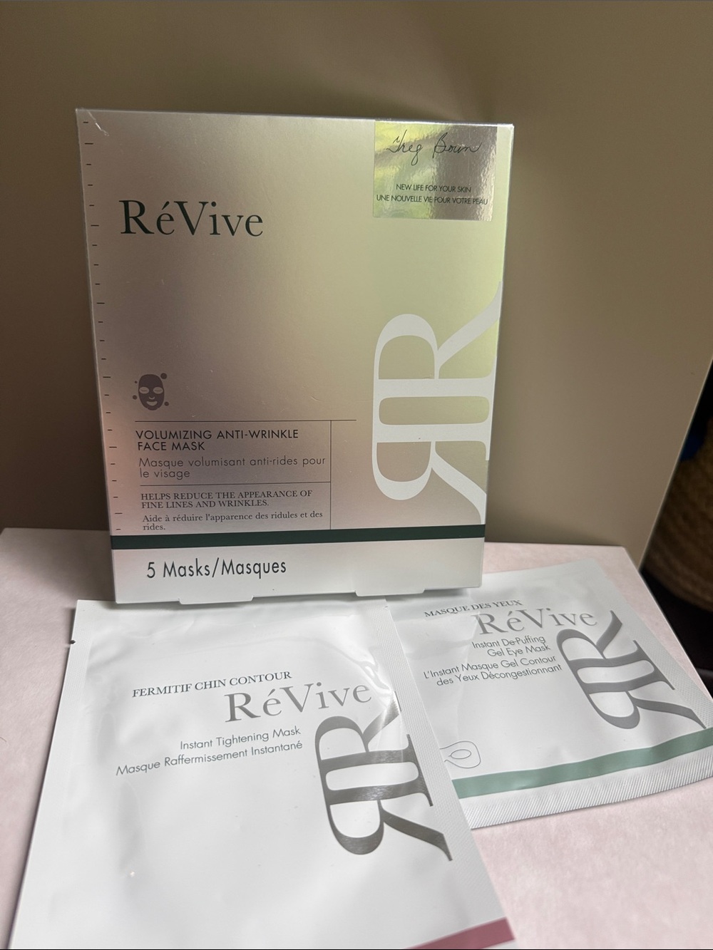 ReVive Volumizing 5 pack Face Masks,  Instant Tightening, De-Puffing Gel Eye